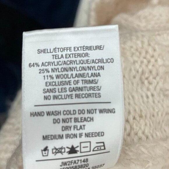 Joe’s Jeans Cable Knit Ruffle Sleeve Turtleneck Sweater Cream Ivory M - Picture 6 of 12